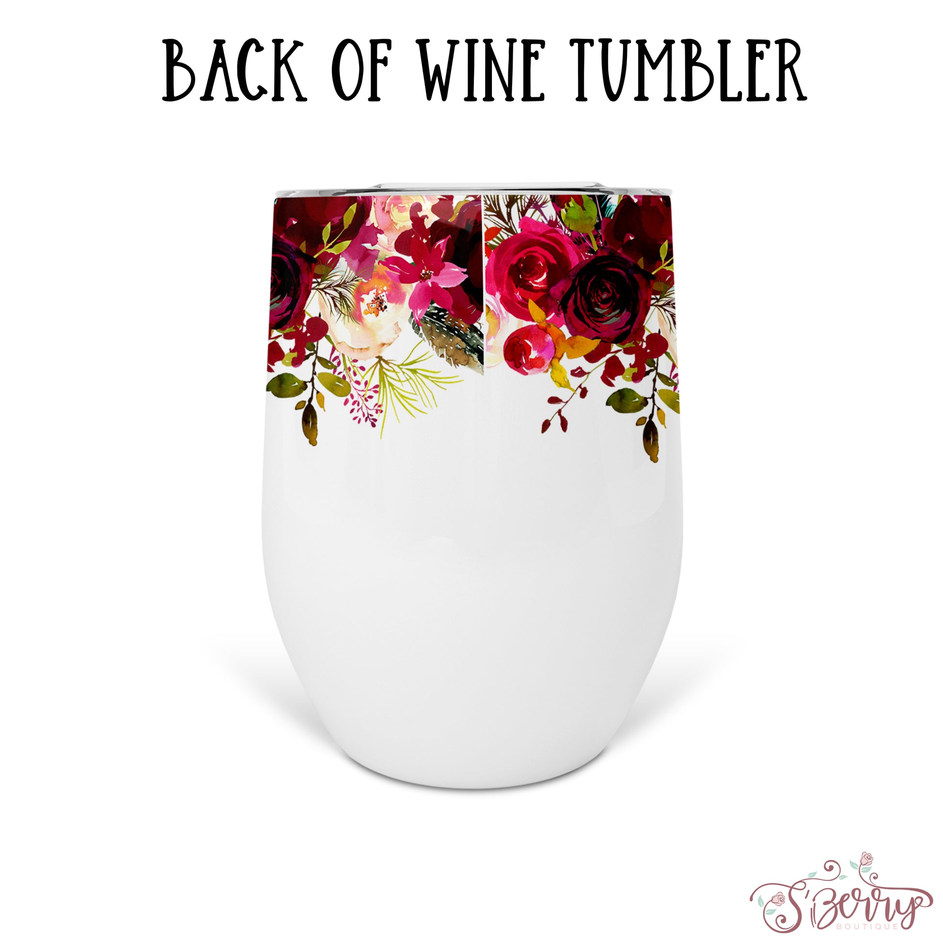 Personalized Floral Wine Tumbler - WT0012 | S'Berry Boutique