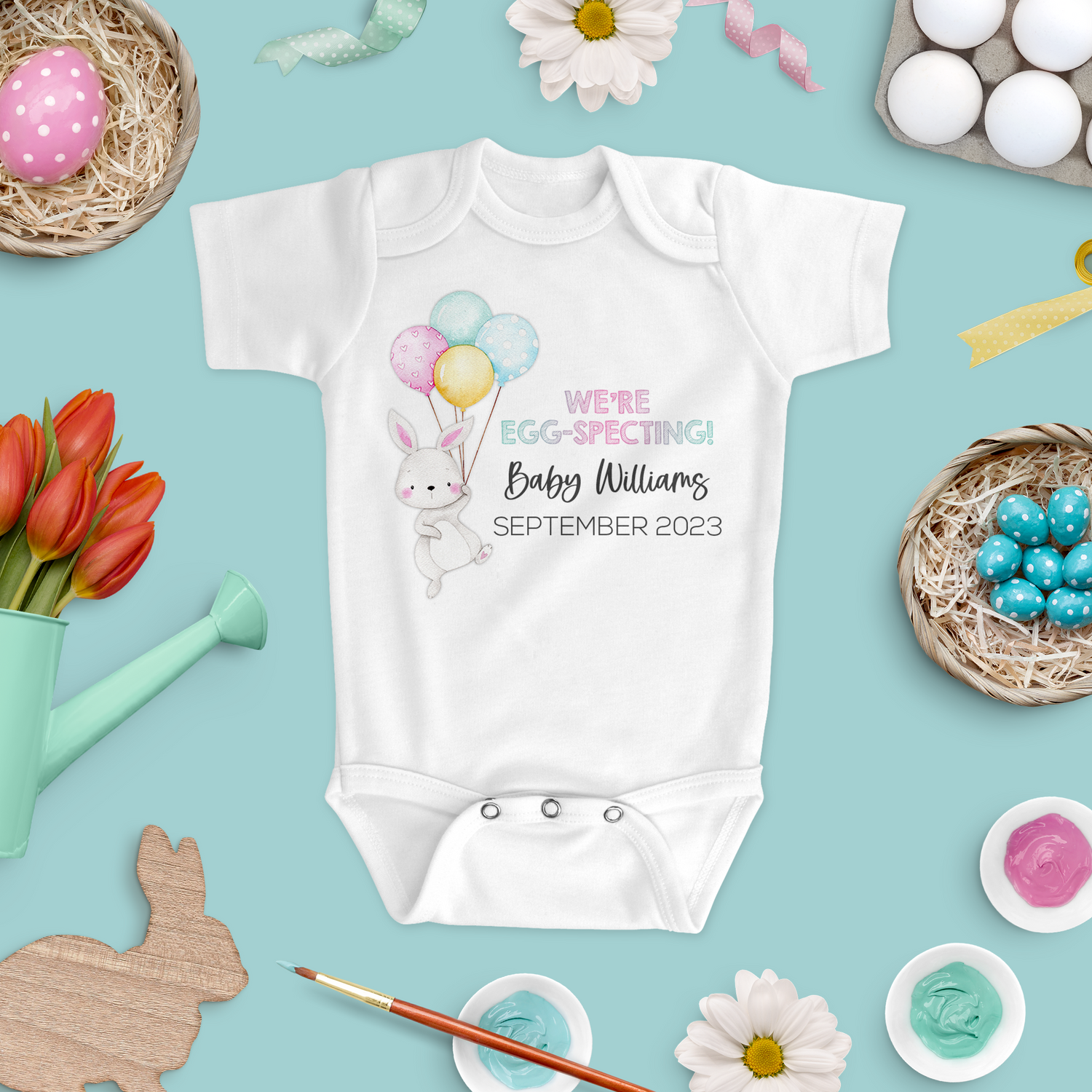 Easter-Themed Pregnancy Announcement Baby Bodysuits