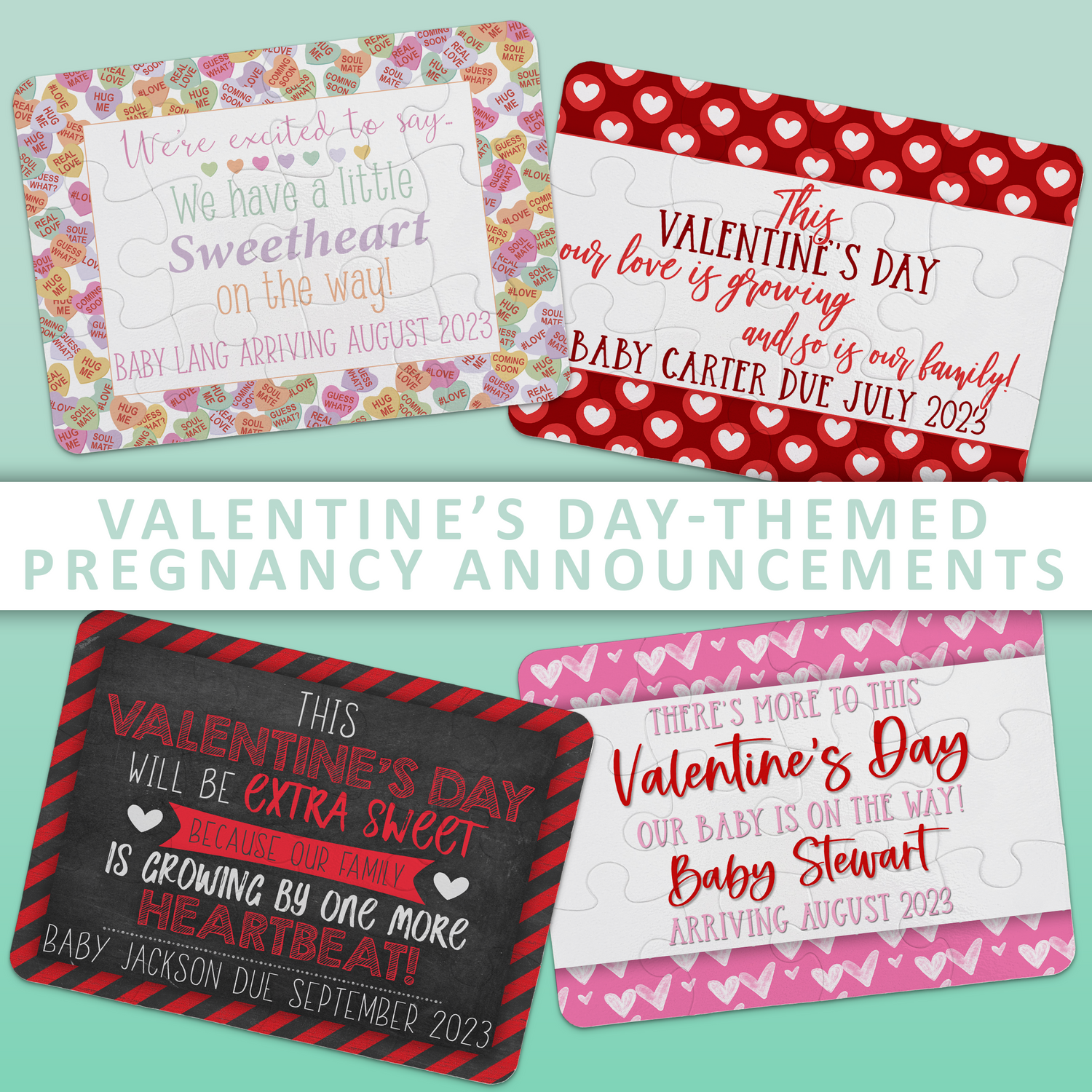 Valentine's Day-themed Pregnancy Announcement Puzzles