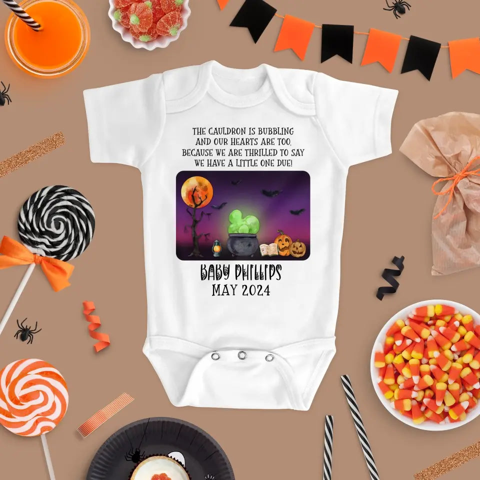Halloween Cauldron Baby Bodysuit | Pregnancy Announcement | Personalized | S'Berry Boutique