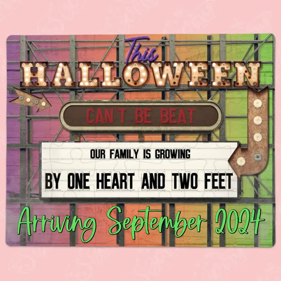 Halloween Pregnancy Announcement | Jigsaw Puzzle | One Heart Two Feet | Personalized | S'Berry Boutique