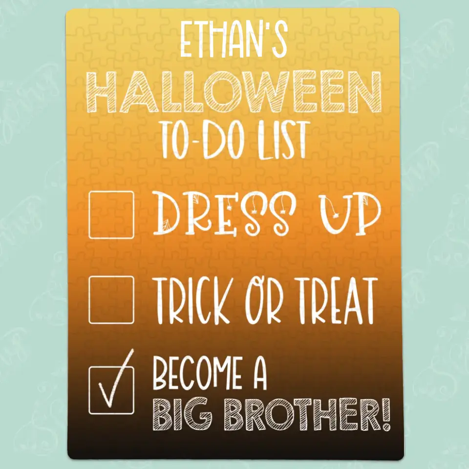 Halloween Big Brother Pregnancy Announcement | Jigsaw Puzzle | To-Do List | Personalized | S'Berry Boutique