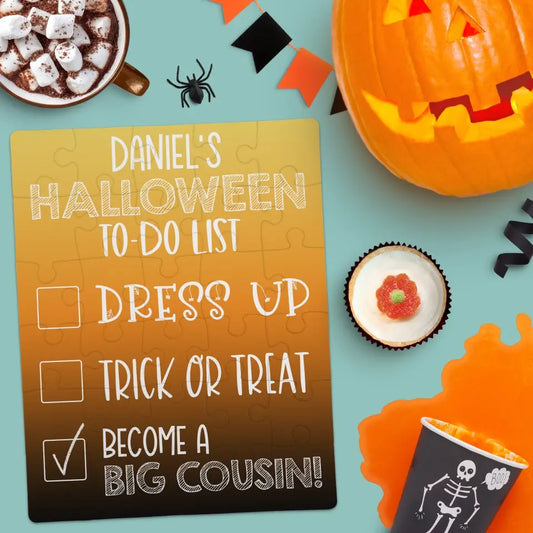 Halloween Big Cousin Pregnancy Announcement | Jigsaw Puzzle | To-Do List | Personalized | S'Berry Boutique