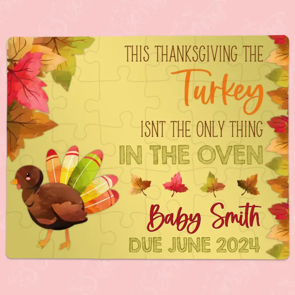 Thanksgiving Pregnancy Announcement | Jigsaw Puzzle | Turkey In The Oven | Personalized | S'Berry Boutique
