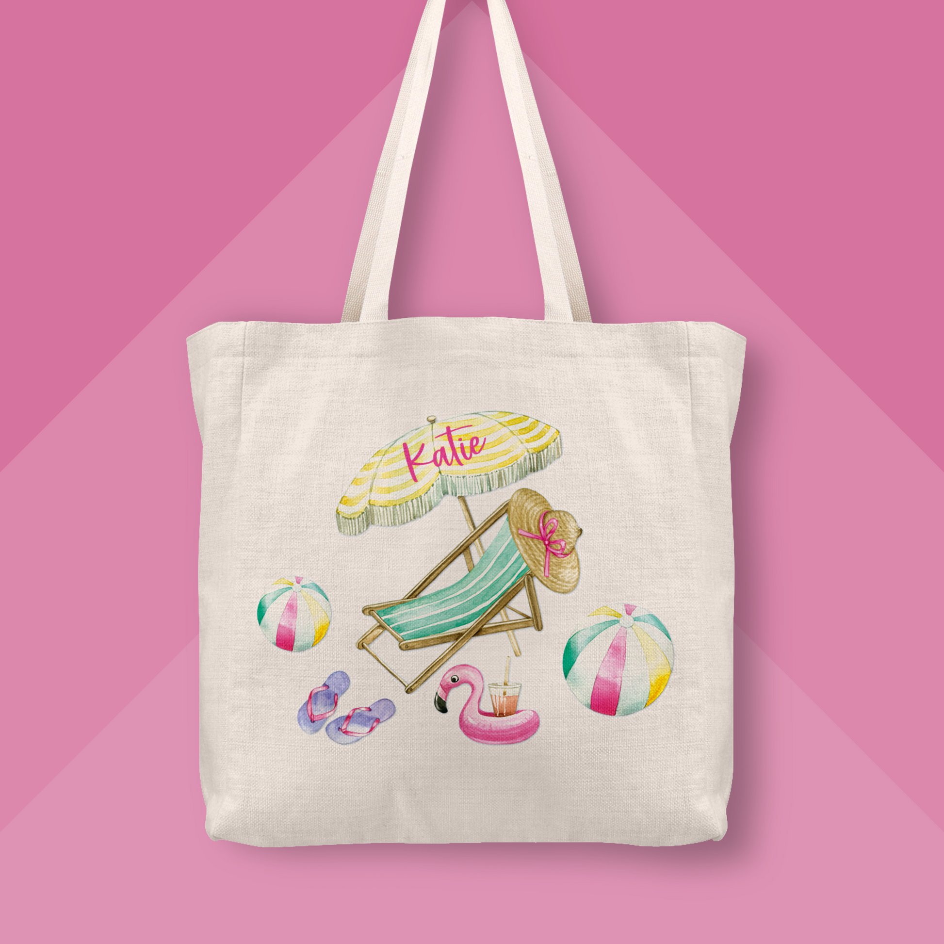 Summer Pool Party-Themed | Shopping Tote Bag | 15" x 15" x 5" | Personalized | S'Berry Boutique