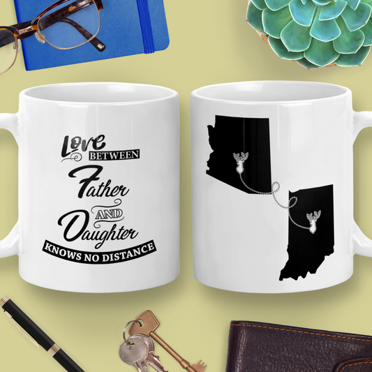 Long Distance Mug | State to State | Father’s Day Gift | Father & Daughter | Deer | Personalized
