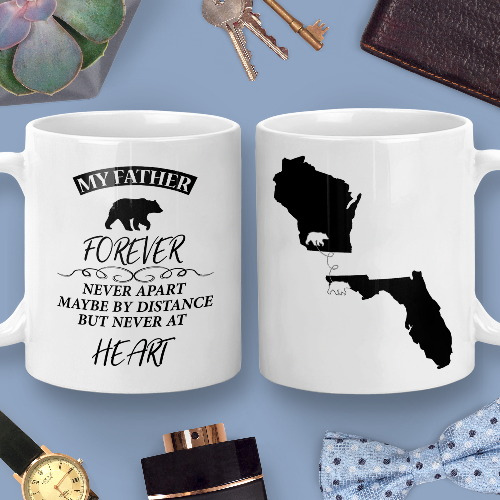 Long Distance Mug | State to State | Father’s Day Gift | My Father Forever | Bear | Personalized | S'Berry Boutique