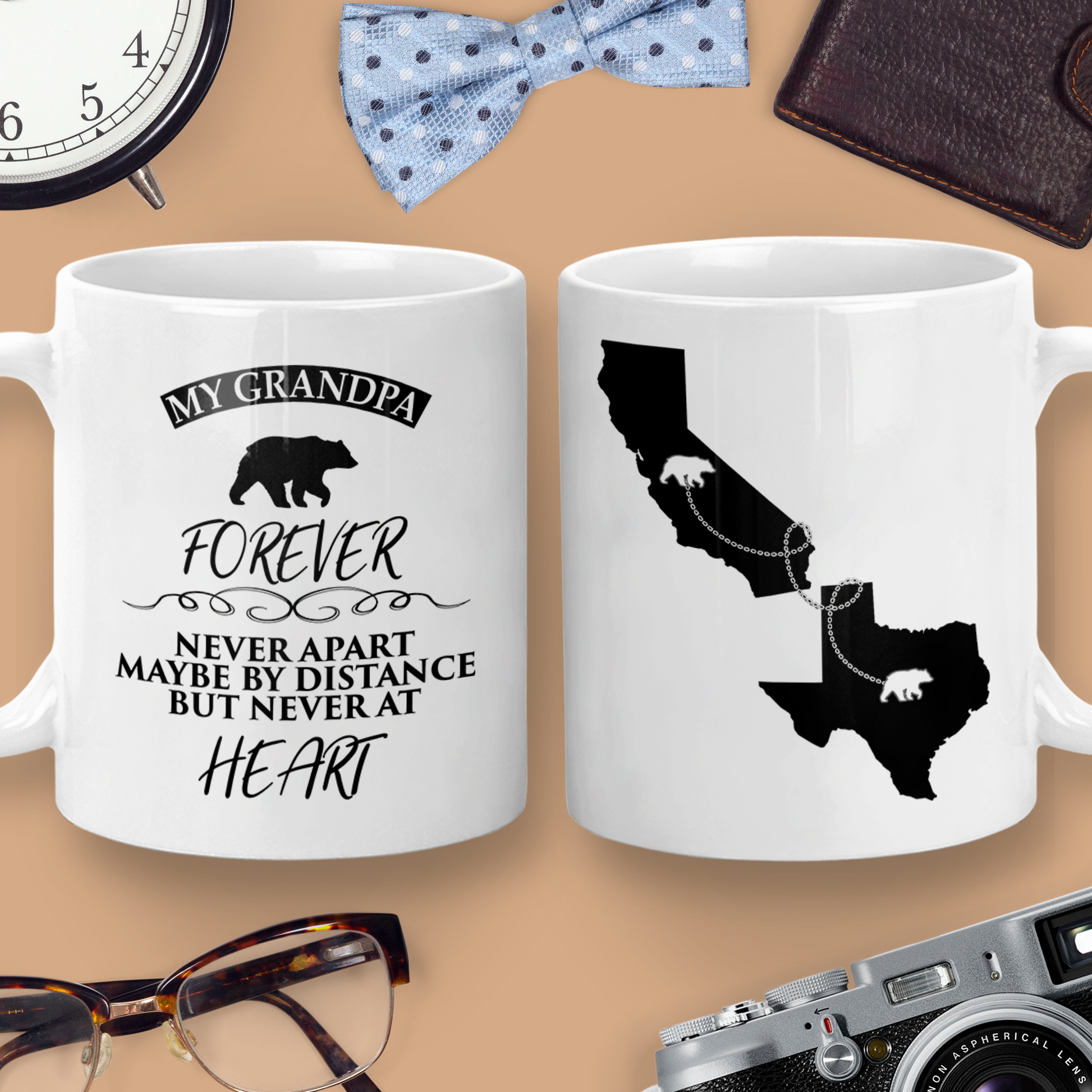Long Distance Mug | State to State | Father’s Day Gift | For Grandpa | Bear | Personalized | S'Berry Boutique