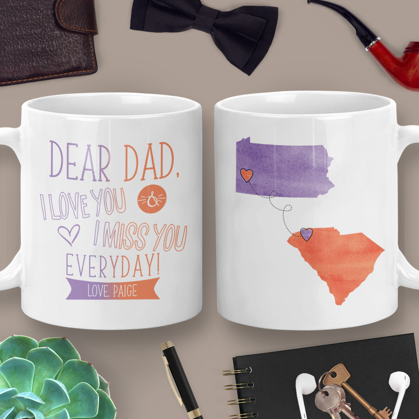 Long Distance Mug | State to State | Father’s Day Gift | Dear Dad | Personalized