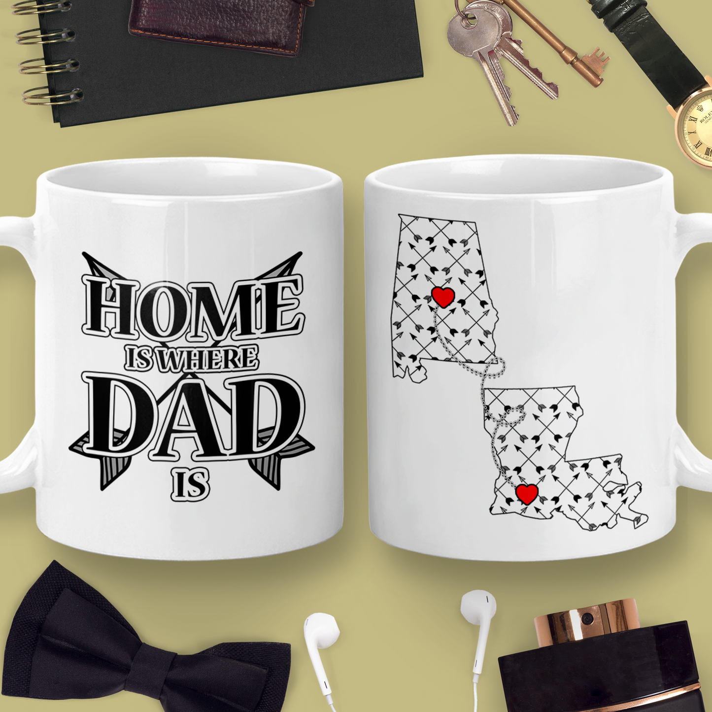 Long Distance Mug | State to State | Father's Day Gift | Home Is Where Dad Is | Personalized