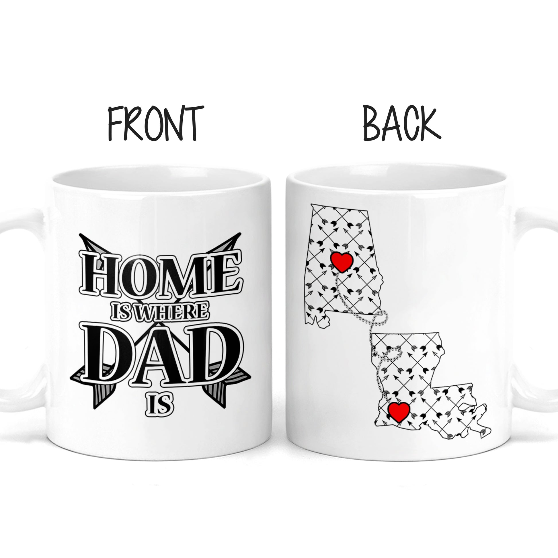 Long Distance Mug | State to State | Father's Day Gift | Home Is Where Dad Is | Personalized