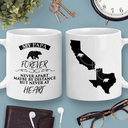Long Distance Mug | State to State | Father’s Day Gift | For Papa | Bear | Personalized