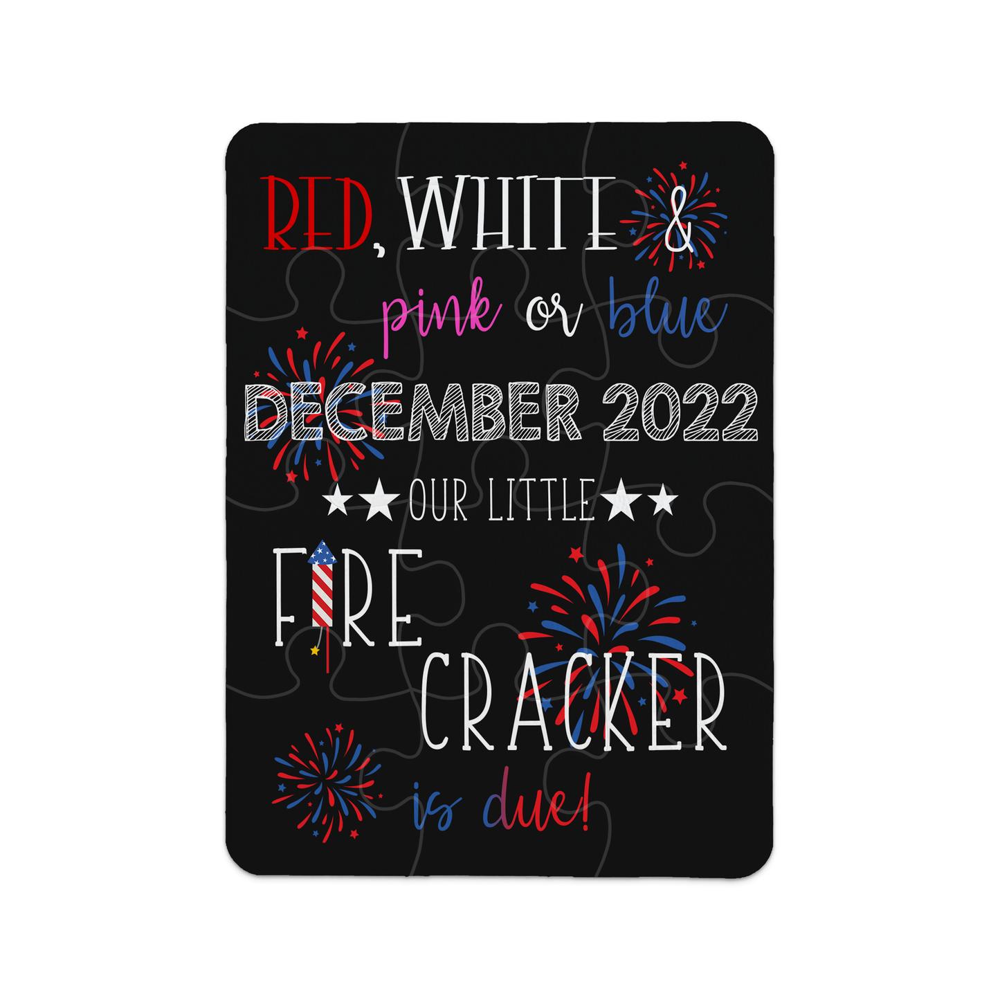 4th Of July Pregnancy Announcement | Jigsaw Puzzle | Little Firecracker Due | Personalized