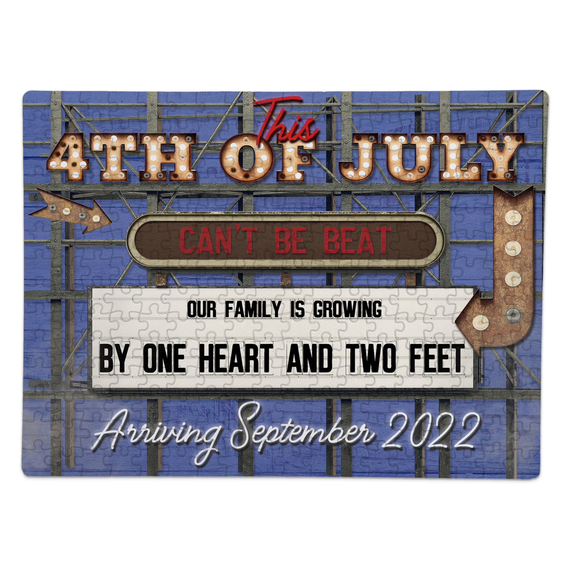4th Of July Pregnancy Announcement | Jigsaw Puzzle | One Heart Two Feet | Personalized
