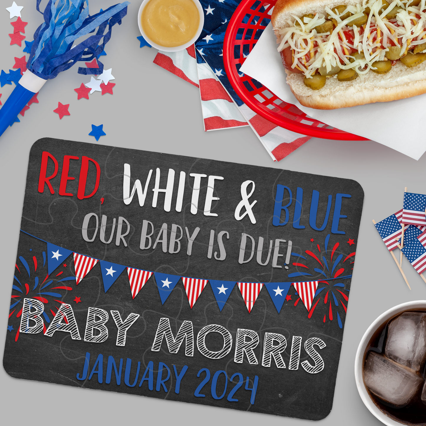 4th Of July Pregnancy Announcement | Jigsaw Puzzle | Our Baby Is Due | Personalized