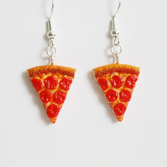 Pepperoni Pizza Slice Earrings | Miniature Realistic Looking | Food Jewelry