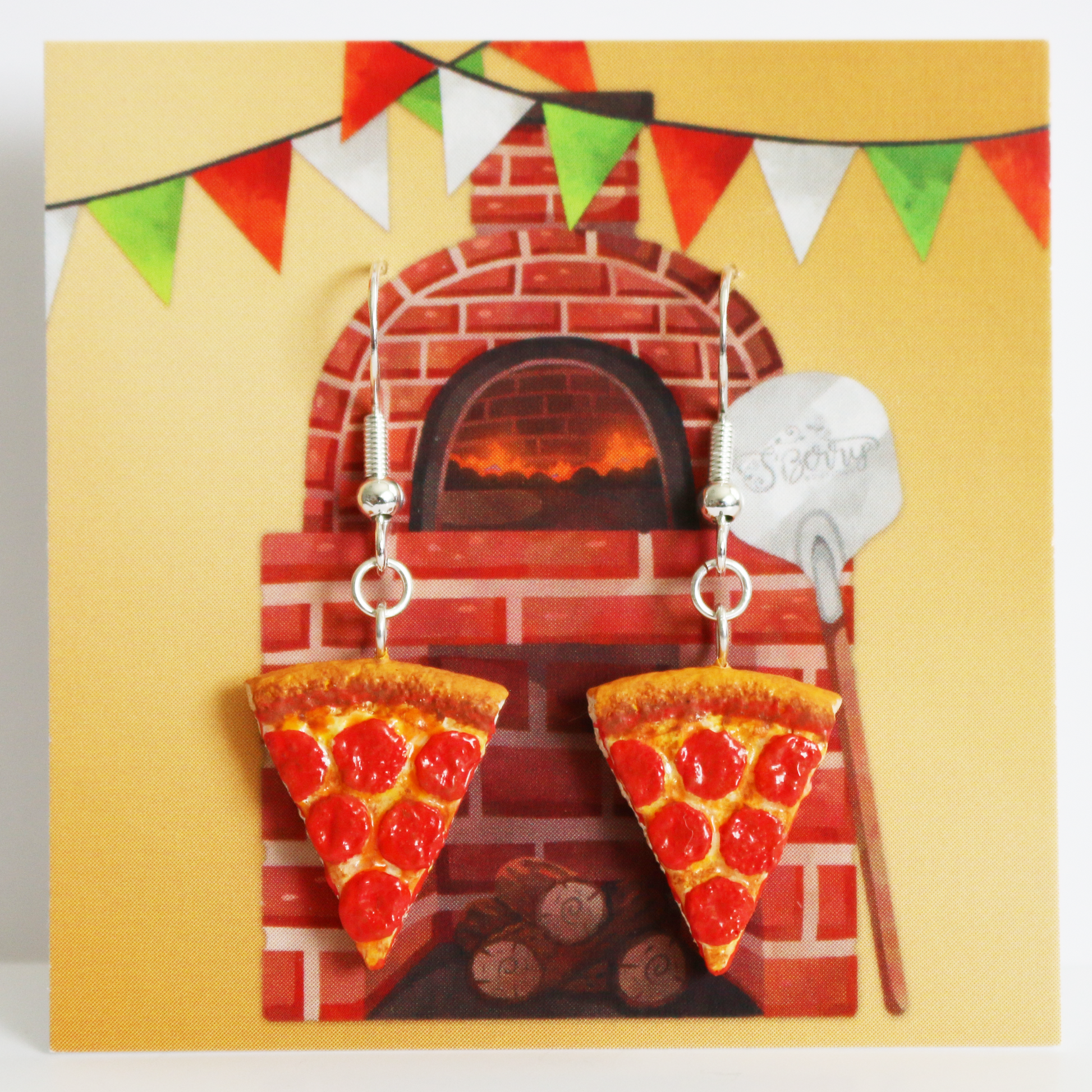 Pepperoni Pizza Slice Earrings | Miniature Realistic Looking | Food Jewelry | S'Berry Boutique