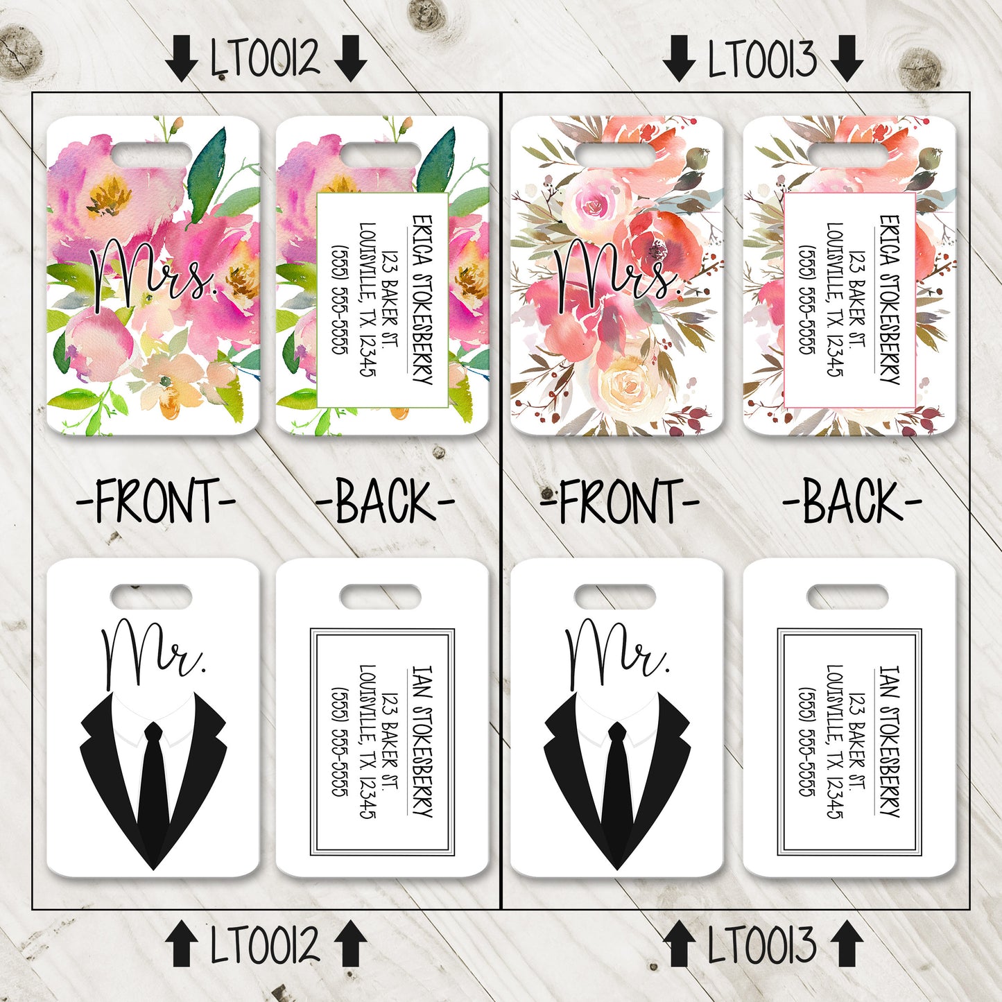 Mr. & Mrs. Wedding Luggage Tags - LT0012-LT0023 | S'Berry Boutique