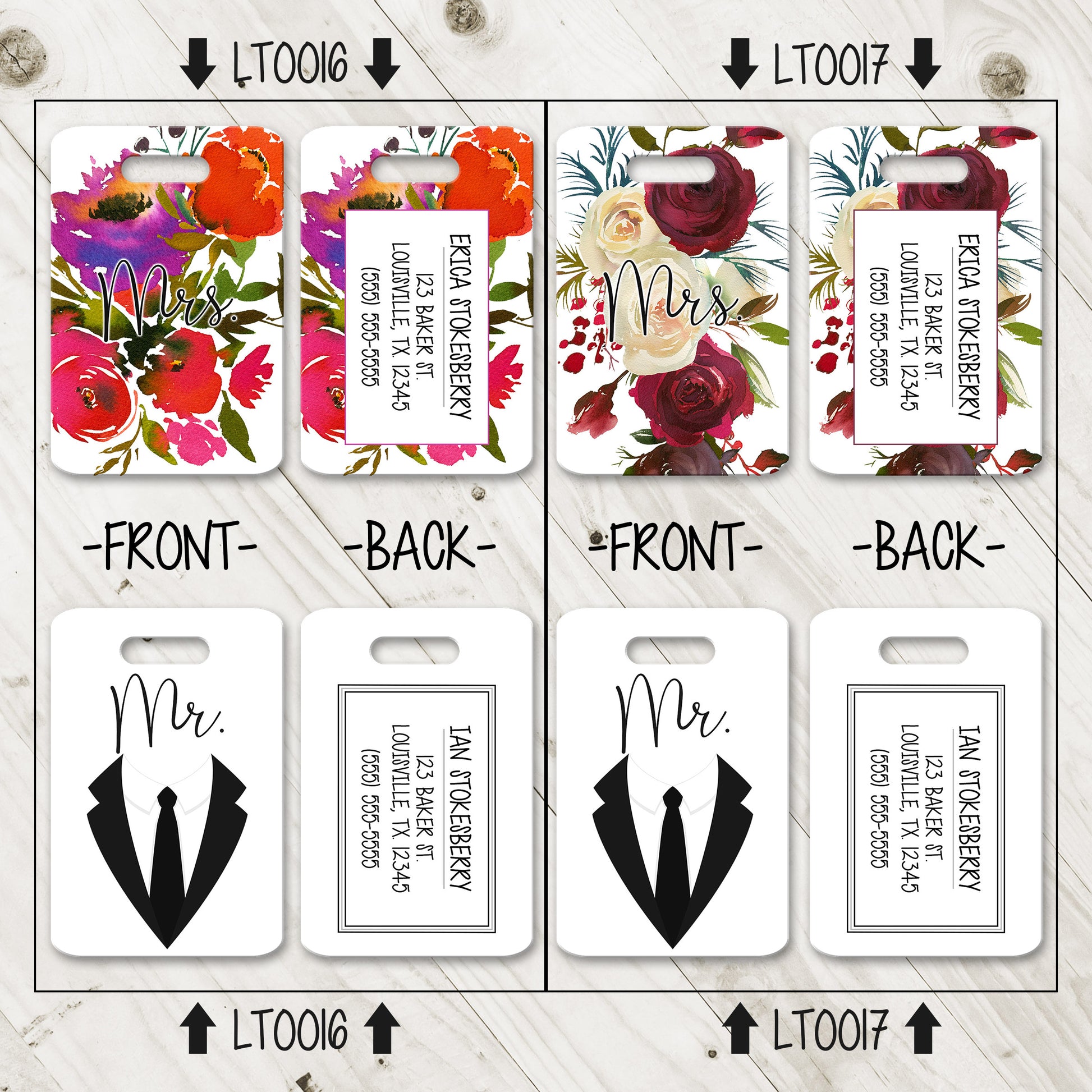 Mr. & Mrs. Wedding Luggage Tags - LT0012-LT0023 | S'Berry Boutique