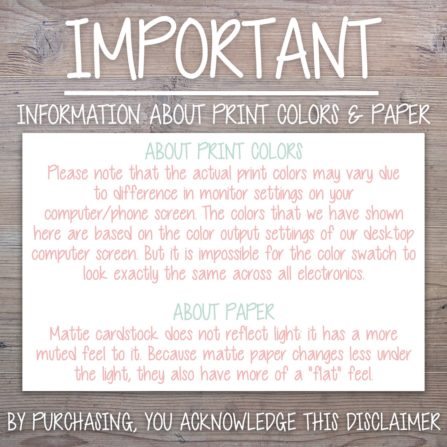 Print Colors Disclaimer - S'Berry Boutique, LLC