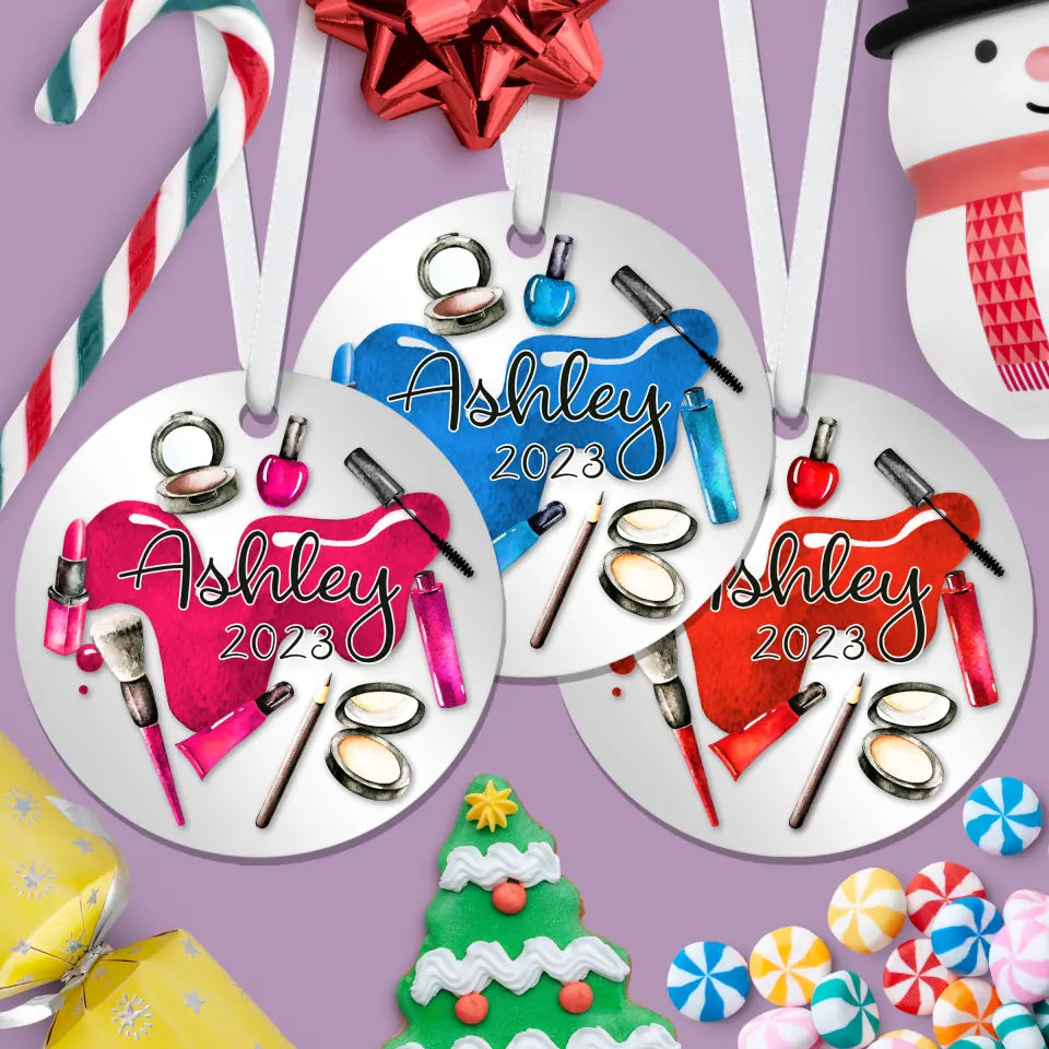 Makeup Christmas Ornament | 2023 | Multiple Colors | Personalized | S'Berry Boutique