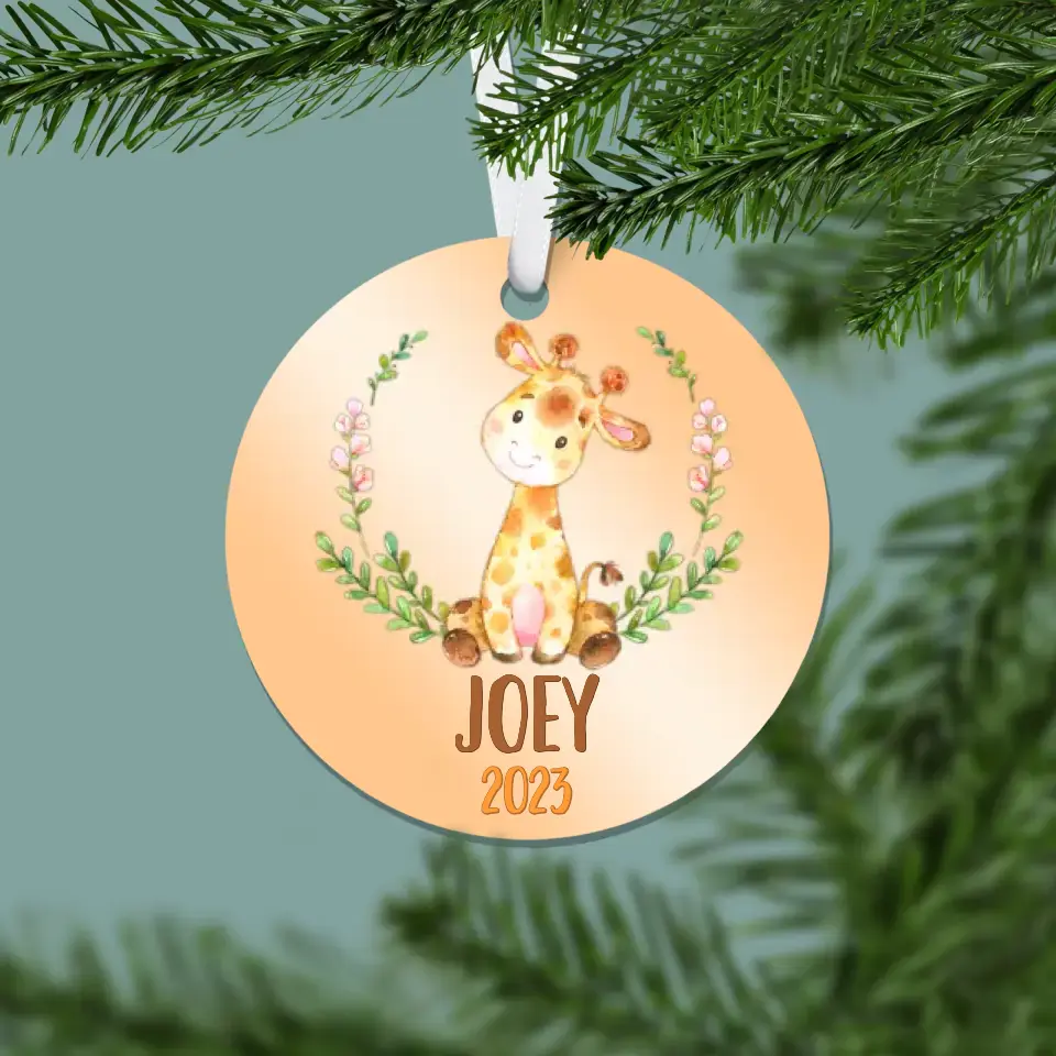 Giraffe Christmas Ornament | Orange | Girl | Boy | 2023 | Personalized | S'Berry Boutique