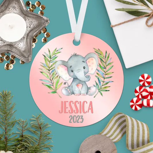 Elephant Christmas Ornament | Pink | Girl | 2023 | Personalized | S'Berry Boutique