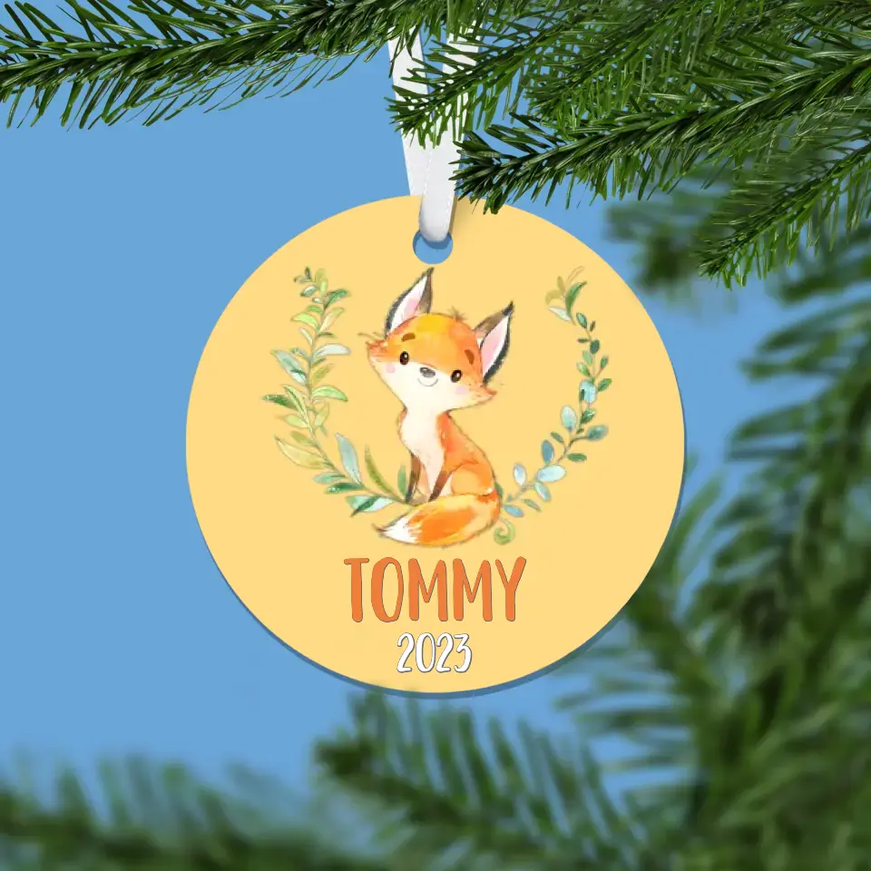 Fox Christmas Ornament | Orange | Boy | 2023 | Personalized