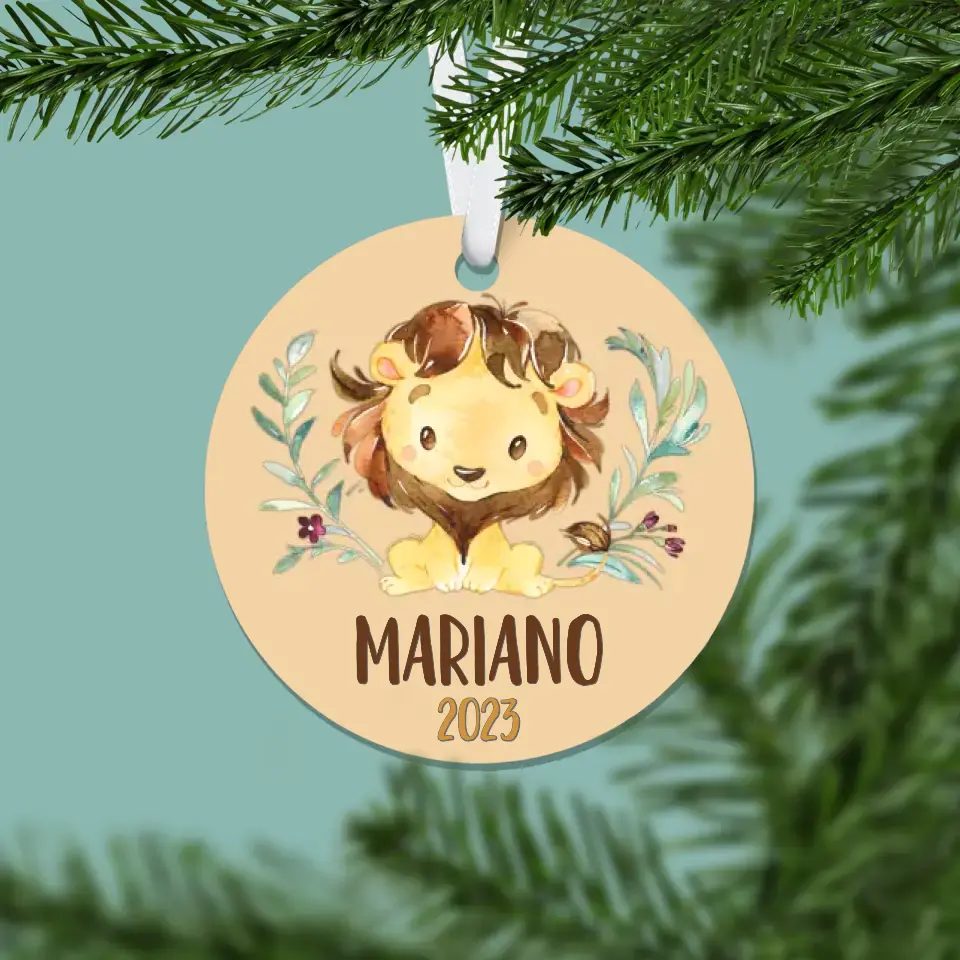Lion Christmas Ornament | Yellow | Boy | 2023 | Personalized | S'Berry Boutique