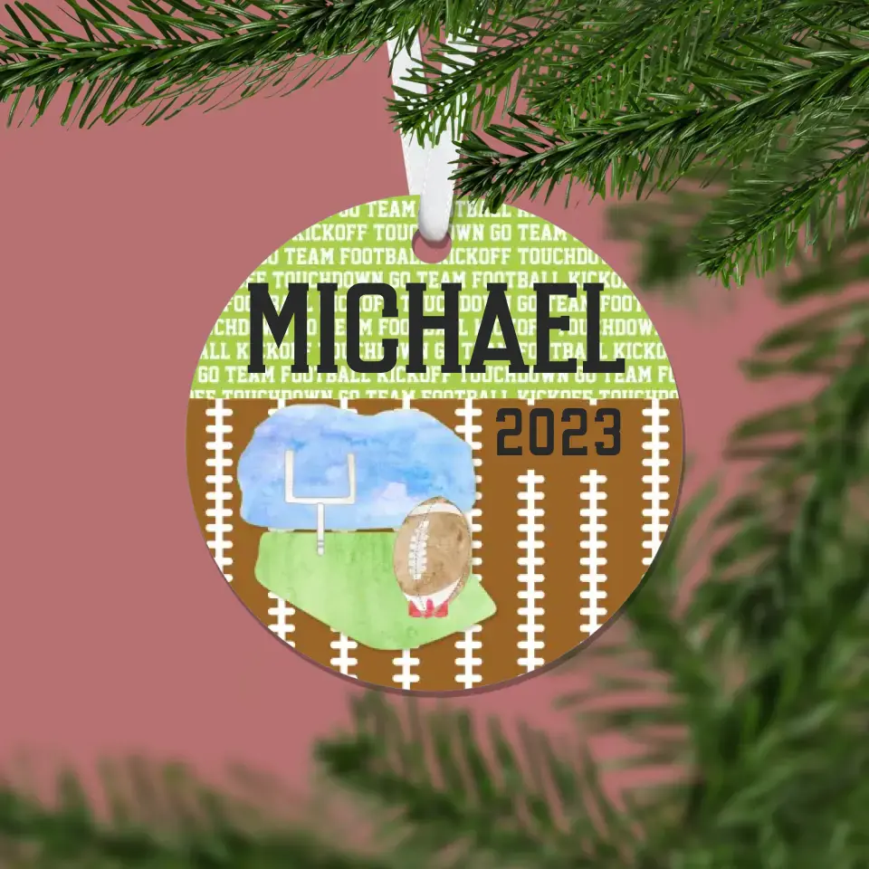 Football Christmas Ornament | Green & Brown | Sports Team | 2023 | Personalized | S'Berry Boutique