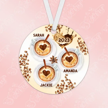 Coffee Christmas Ornament | For Best Friends | 3 Cups | 2023 | Personalized