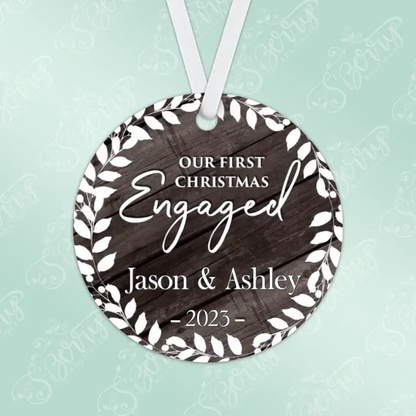 Our First Christmas Engaged Ornament | Brown | 2023 | Personalized