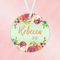 Floral Christmas Ornament | Green, Orange, Pink | 2023 | Personalized
