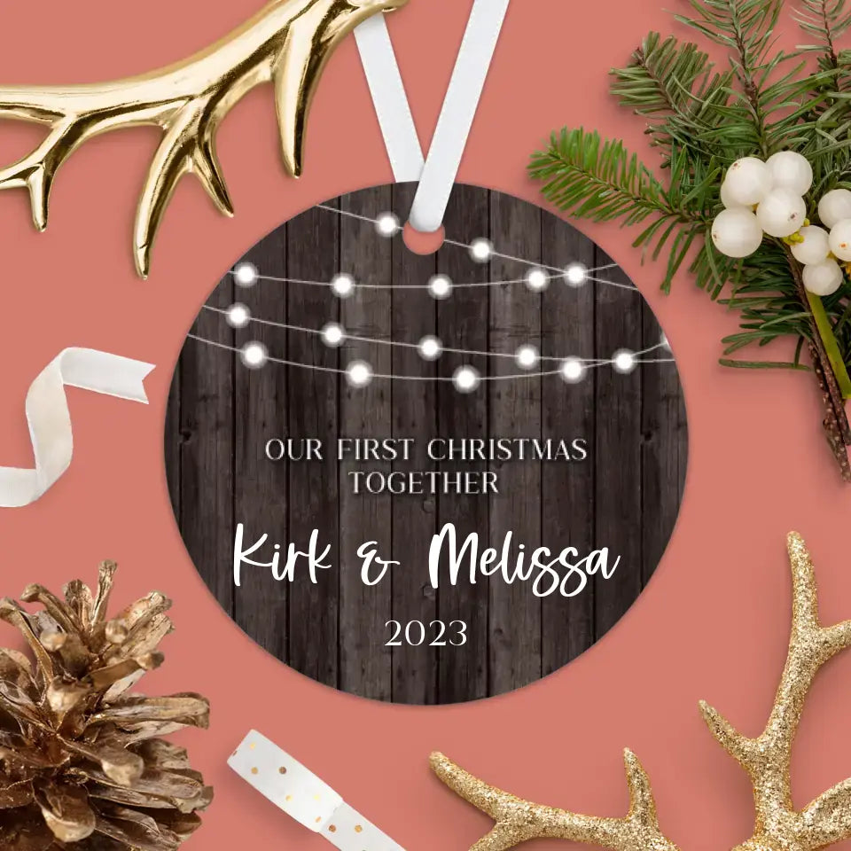 Our First Christmas Together Ornament | 2023 | Multiple Colors | Faux Wood | Personalized | S'Berry Boutique