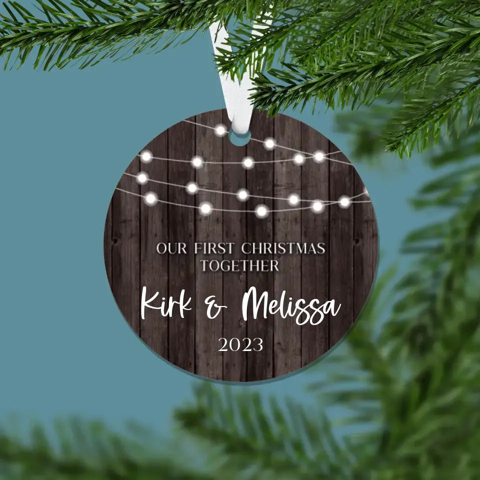 Our First Christmas Together Ornament | 2023 | Multiple Colors | Faux Wood | Personalized | S'Berry Boutique