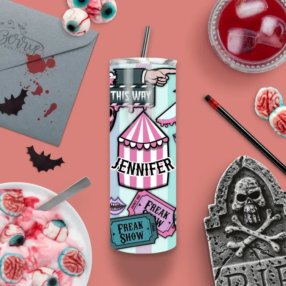 Spooky Circus Skinny Tumbler | 20 oz. | Personalized | S'Berry Boutique