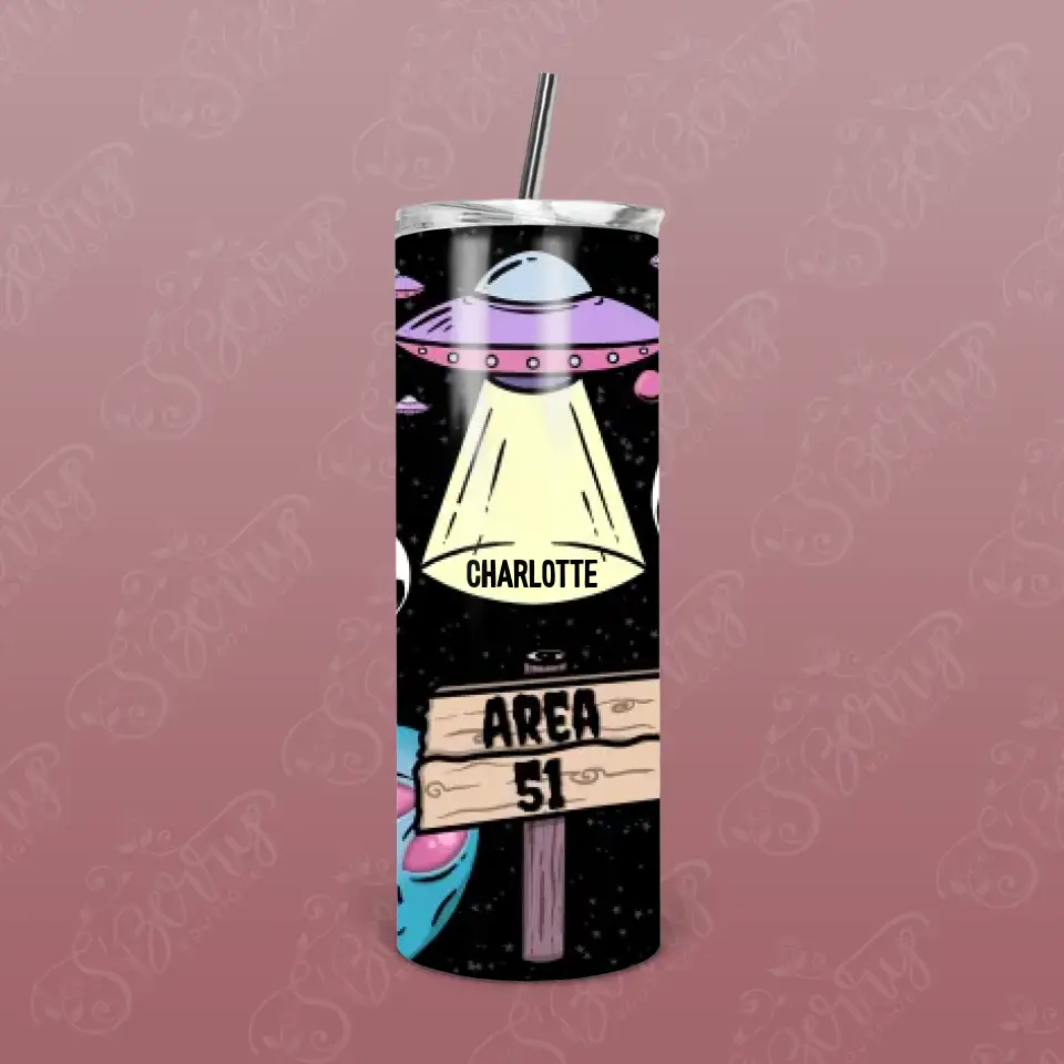Space Alien Skinny Tumbler | 20 oz. | Personalized | S'Berry Boutique