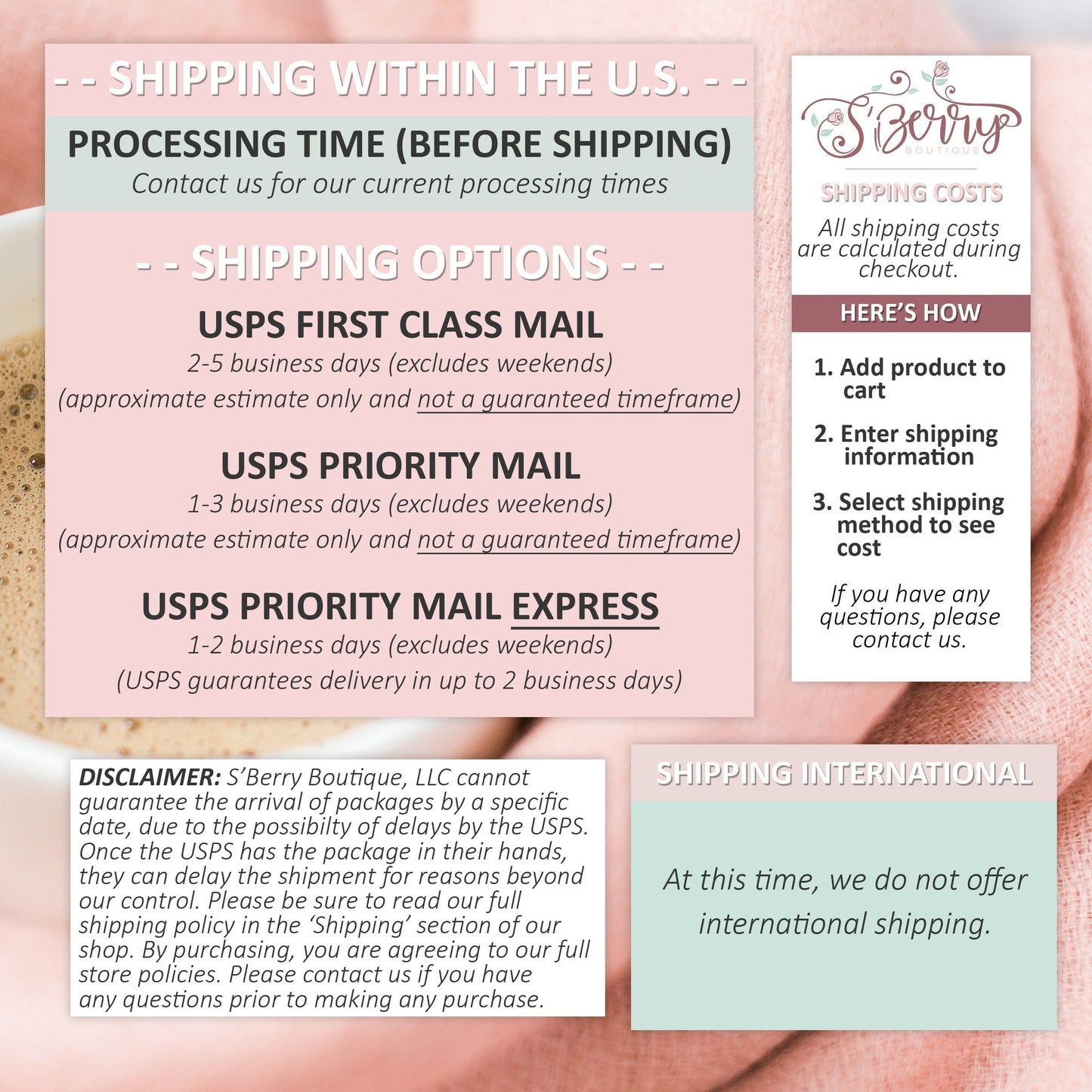 Shipping Disclaimer - S'Berry Boutique, LLC