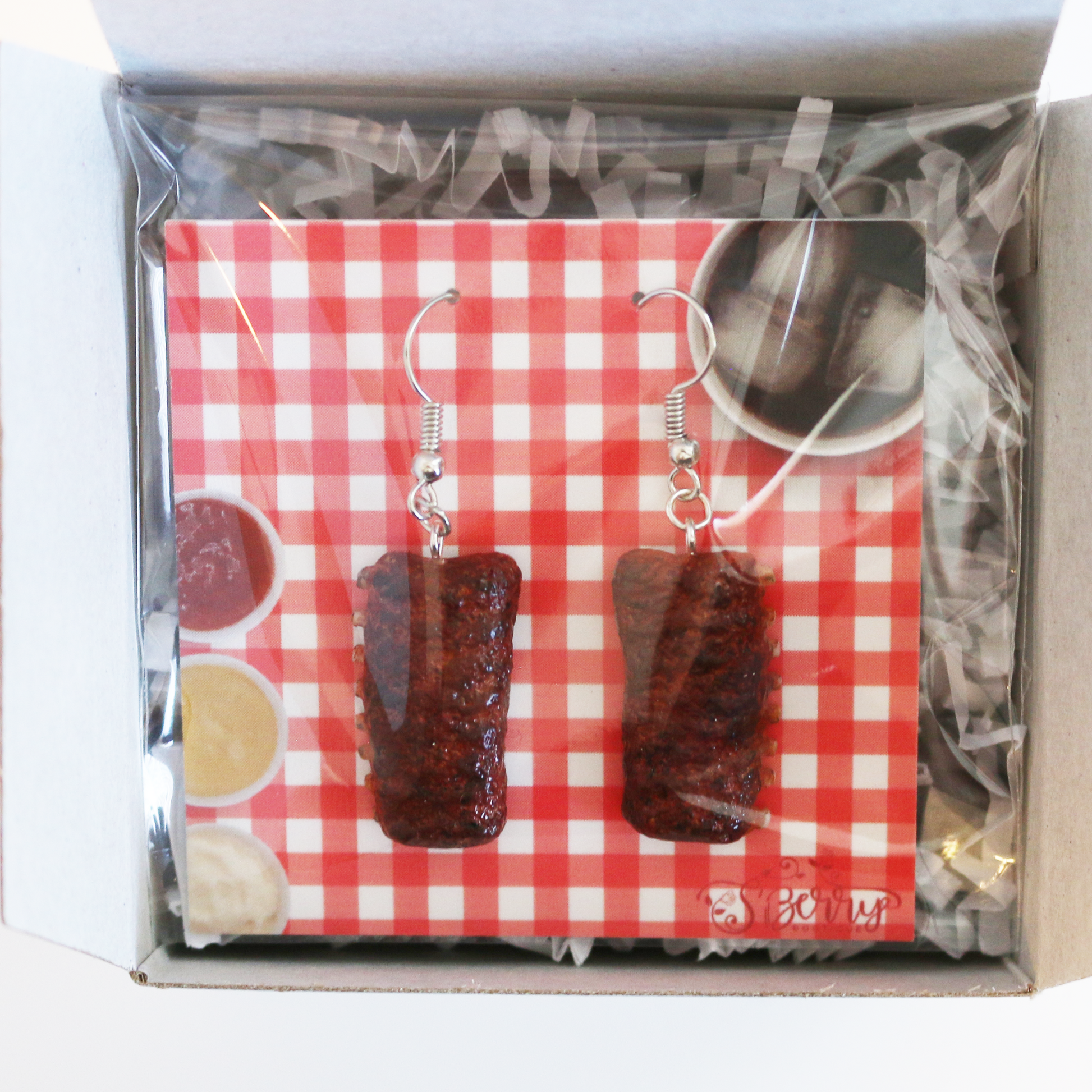 Rack of Ribs Earrings | Miniature Food Jewelry | For Any BBQ, Grill, or Smoke Enthusiast | S'Berry Boutique