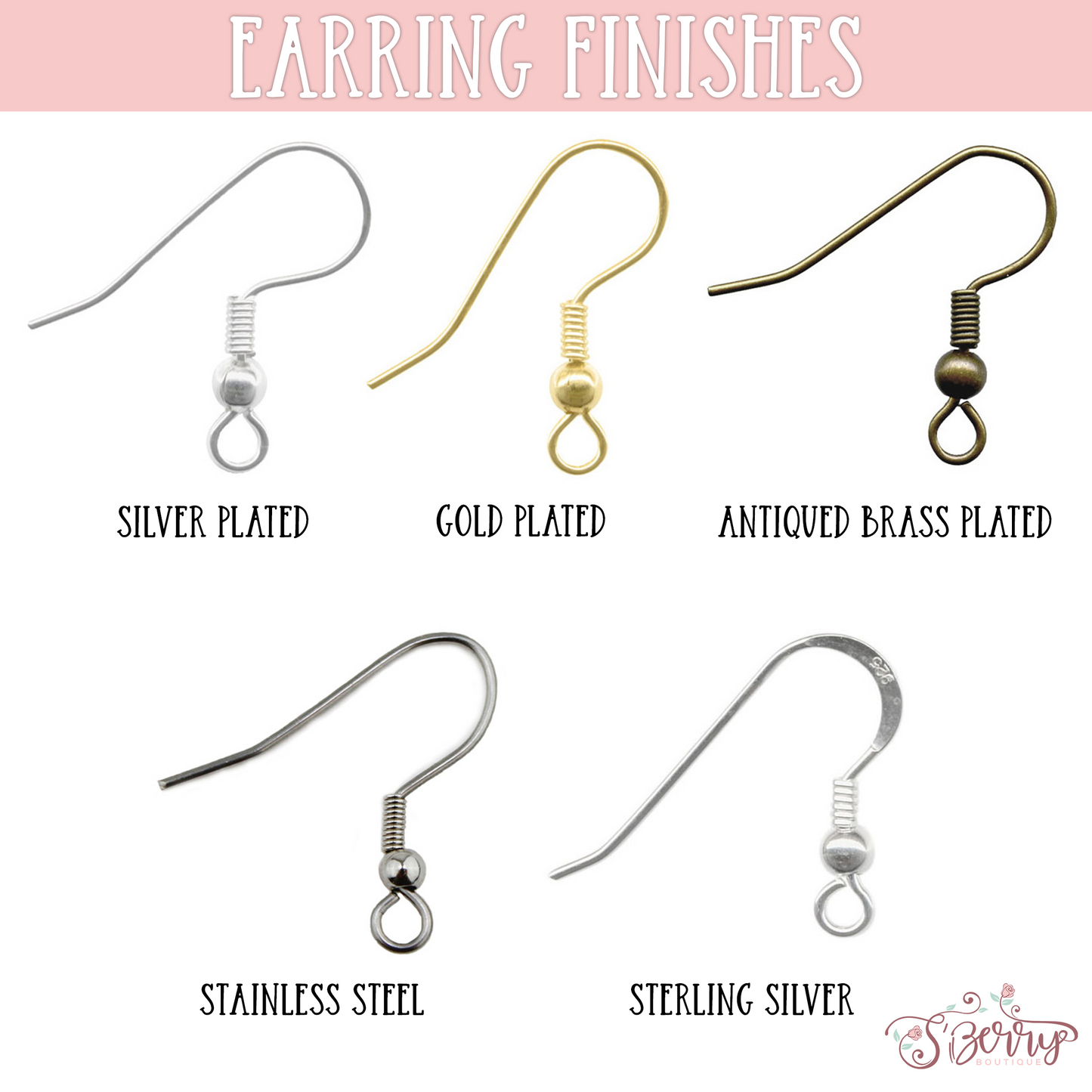 Earring Finishes - S'Berry Boutique, LLC