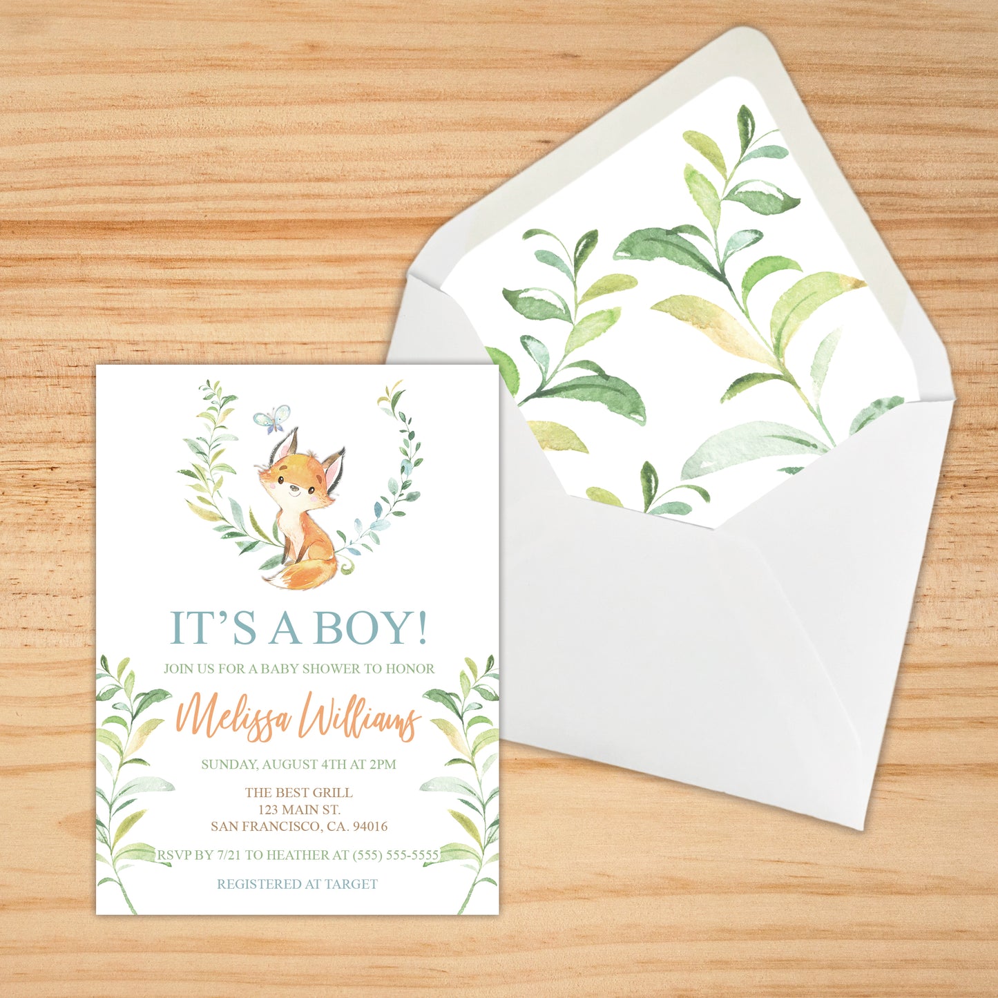 Personalized Forest Animal Baby Shower Invitation - PI0017 | S'Berry Boutique