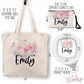 Personalized Floral Tote Bag, Cosmetic Bag & Compact Mirror Gift Set - GS0002