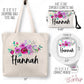 Personalized Floral Tote Bag, Cosmetic Bag & Compact Mirror Gift Set - GS0003