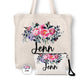Personalized Floral Tote Bag, Cosmetic Bag & Compact Mirror Gift Set - GS0005 | S'Berry Boutique