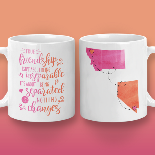 Long Distance Mug | State to State | Friendship Gift | Personalized | S'Berry Boutique