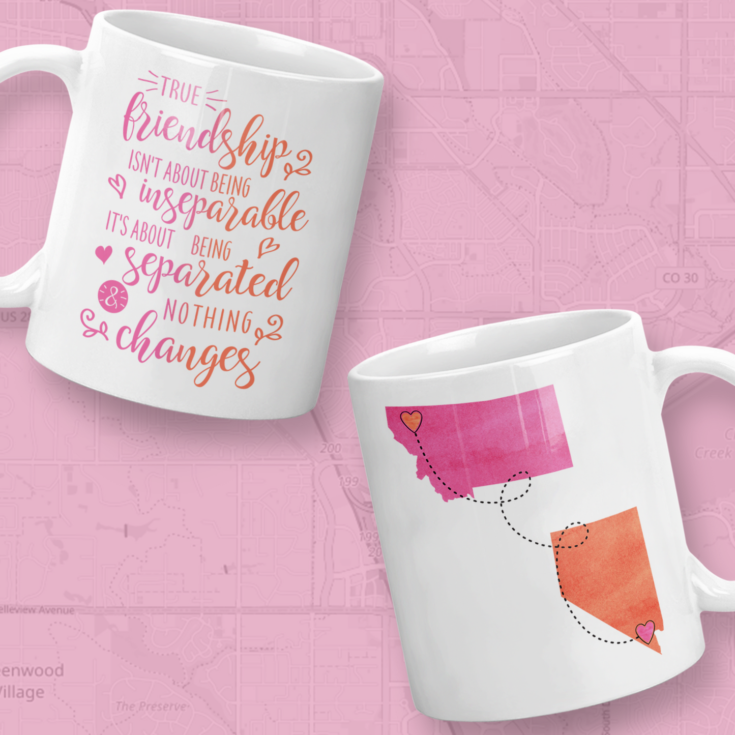 Long Distance Mug | State to State | Friendship Gift | Personalized | S'Berry Boutique