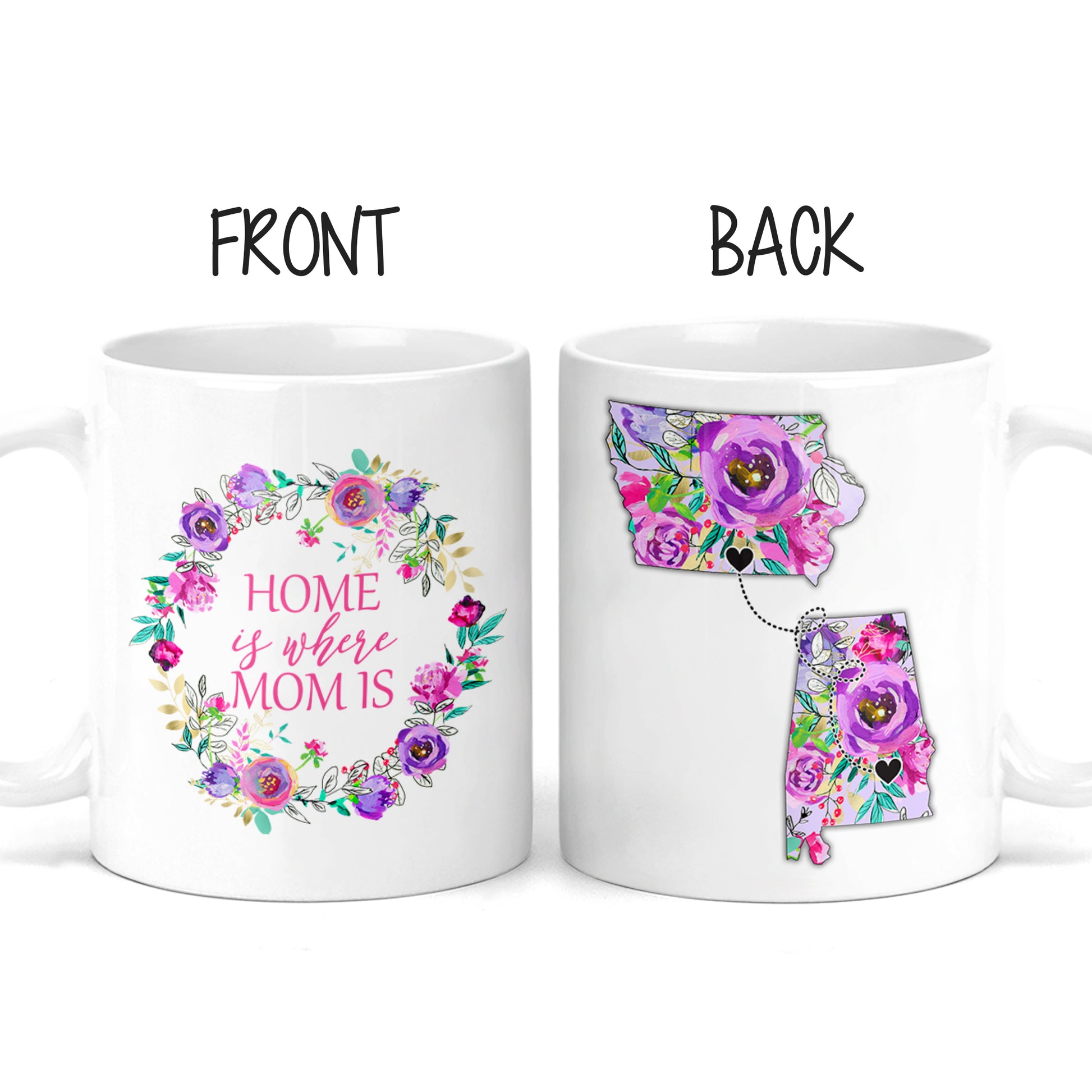 Long Distance Mug | State to State | Mother's Day Gift | Home Is Where Mom Is | Personalized | S'Berry Boutique