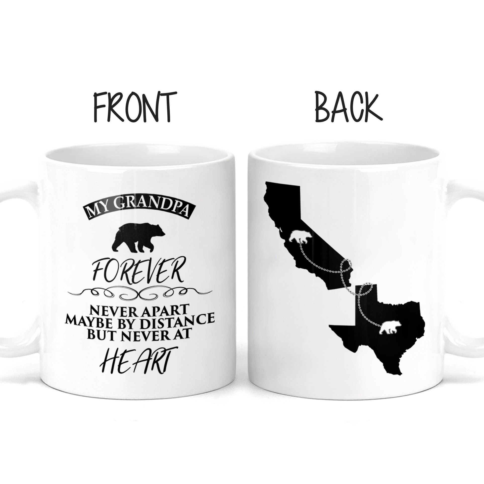 Long Distance Mug | State to State | Father’s Day Gift | For Grandpa | Bear | Personalized
