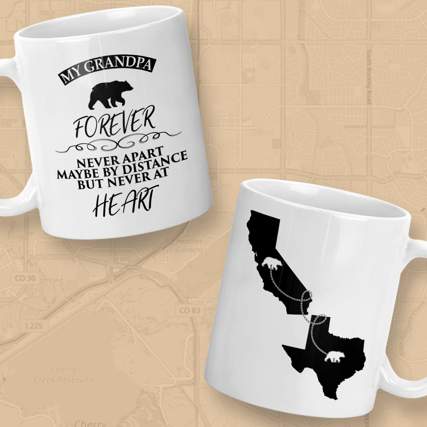 Long Distance Mug | State to State | Father’s Day Gift | For Grandpa | Bear | Personalized | S'Berry Boutique