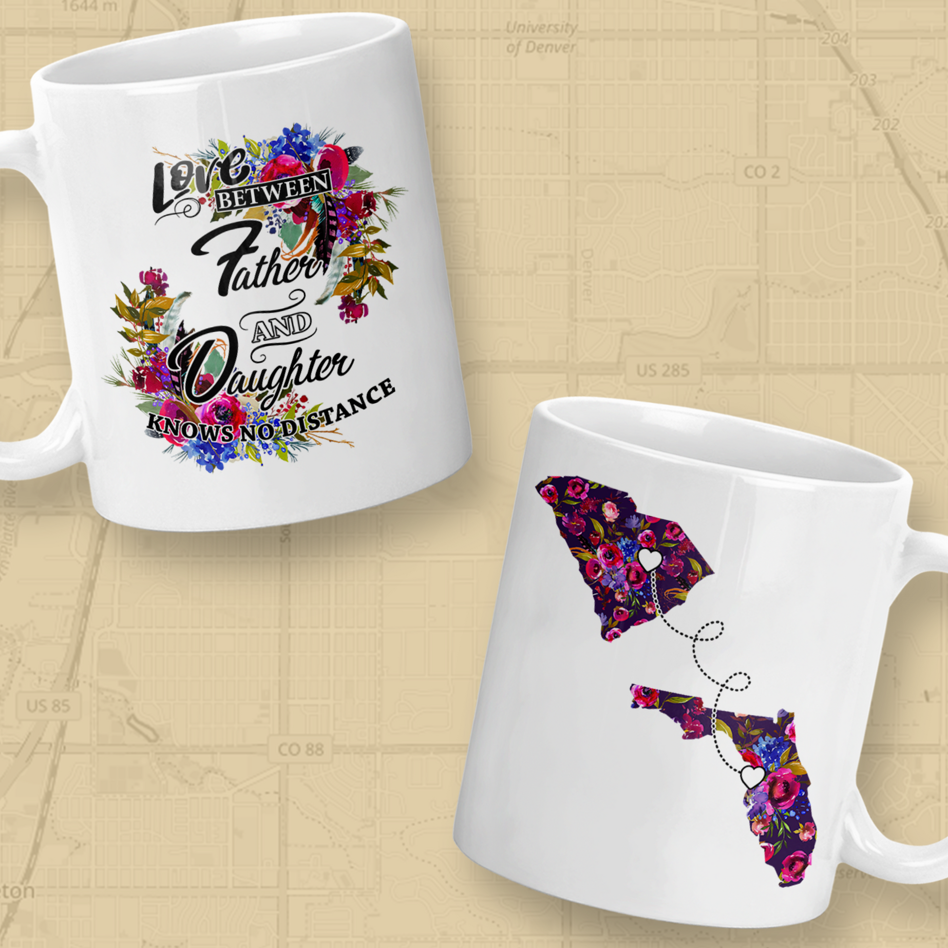 Long Distance Mug | State to State | Father’s Day Gift | Father & Daughter | Personalized